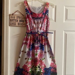 LIZ Claiborne size 4 SHELL 95% Polyester 5% Spandex Summer dress back Zipper